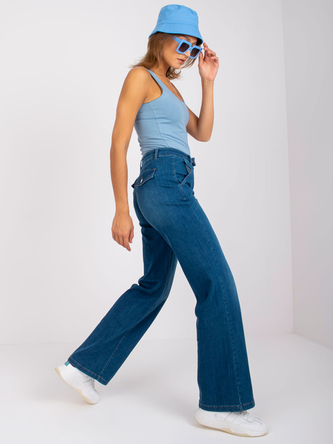 Brudnoniebieski top z okrągłym dekoltem basic Noelle