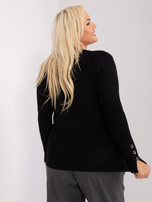 Hurtownia Czarny sweter plus size z dekoltem w serek