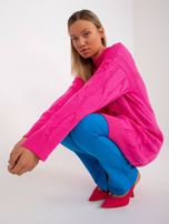 Hurt Fluo różowa mini sukienka dzianinowa w warkocze RUE PARIS 