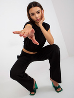 Czarny dwuczęściowy komplet basic z bawełny RUE PARIS 