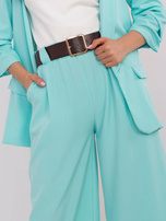 Hurt Miętowe garniturowe spodnie z szeroką nogawką 