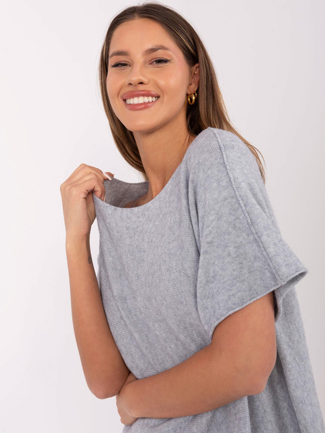 Hurtownia Szary sweter oversize z dodatkiem wiskozy