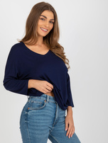 Hurtownia Granatowa damska bluzka basic z wiskozy