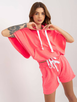Hurt Fluo różowy letni dresowy komplet basic z szortami 