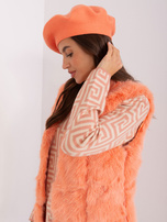 Hurt Brzoskwiniowy beret zimowy z kaszmirem