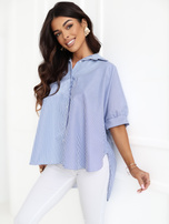 Biało-granatowa koszula z kokardą na plecach RUE PARIS