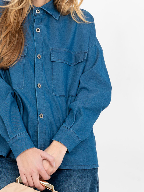 Niebieska jeansowa koszula z dłuższym tyłem