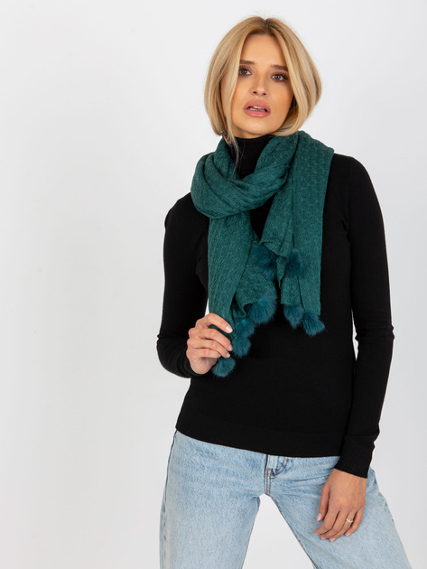 Hurtownia Morski ażurowy szal z pomponami