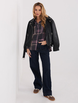 Jasnoszaro-różowa flanelowa koszula w kratę STITCH & SOUL 