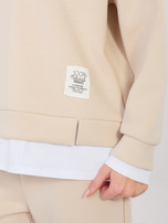 Beżowa damska bluza oversize z naszywką RUE PARIS