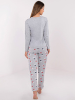 Szara dwuczęściowa piżama z bawełny