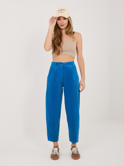 Kobaltowe sztruksowe spodnie od kompletu RUE PARIS