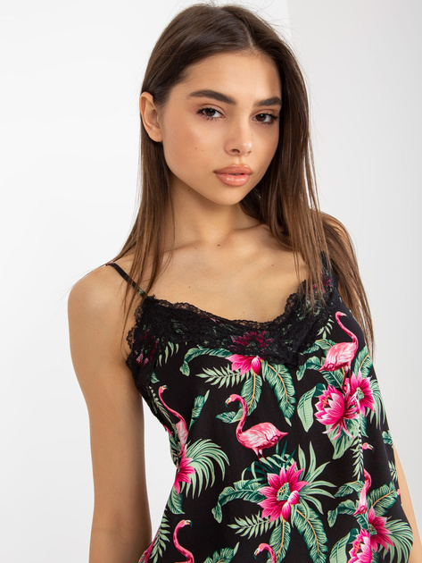 Hurt Top na ramiączkach z koronką i printem FRESH MADE