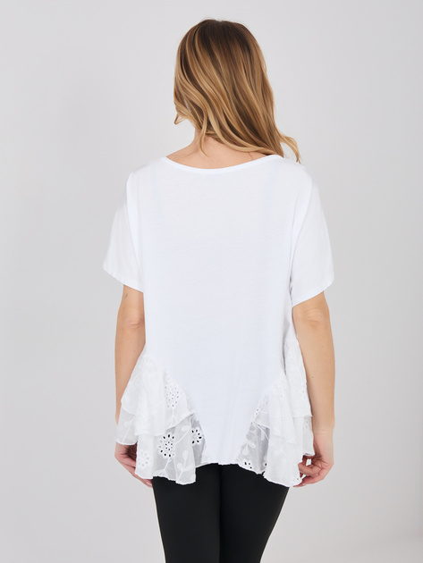 Biała damska bluzka oversize z baskinką