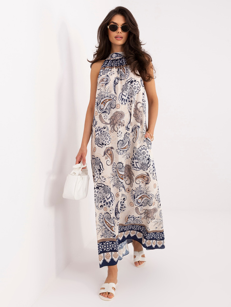 Granatowa letnia sukienka w orientalne wzory