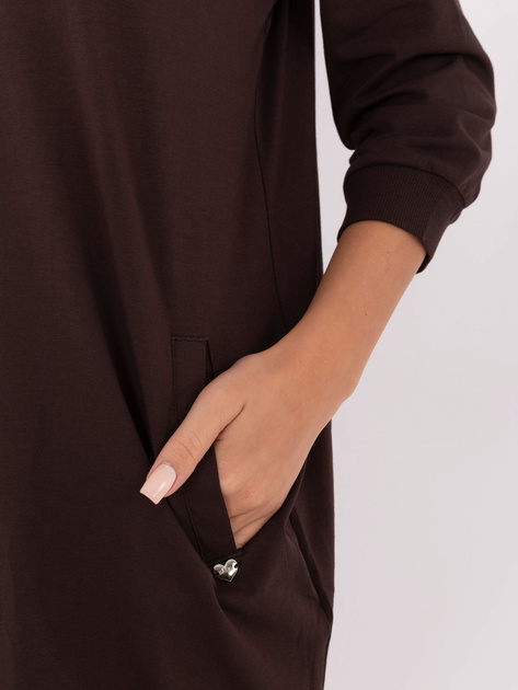 Ciemnobrązowa dresowa sukienka z kieszeniami BASIC FEEL GOOD