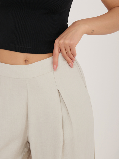 Jasnobeżowe letnia spodnie z zakładkami SUBLEVEL