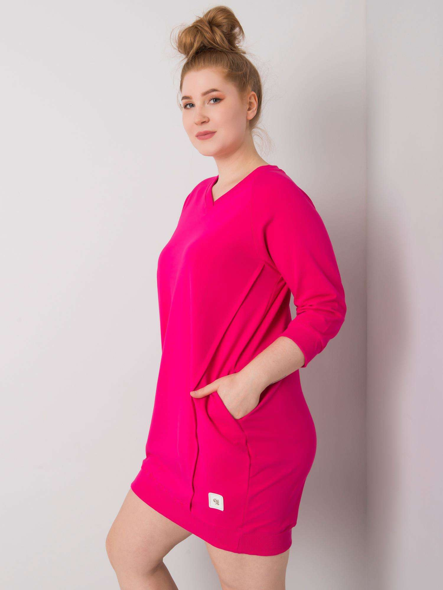 Fuksjowa bawełniana sukienka plus size Karissa