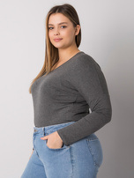 Ciemnoszara melanżowa gładka bluzka plus size Elisa