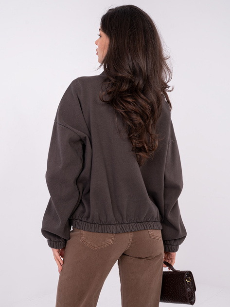 Czekoladowa rozpinana bluza basic z gumką na dole