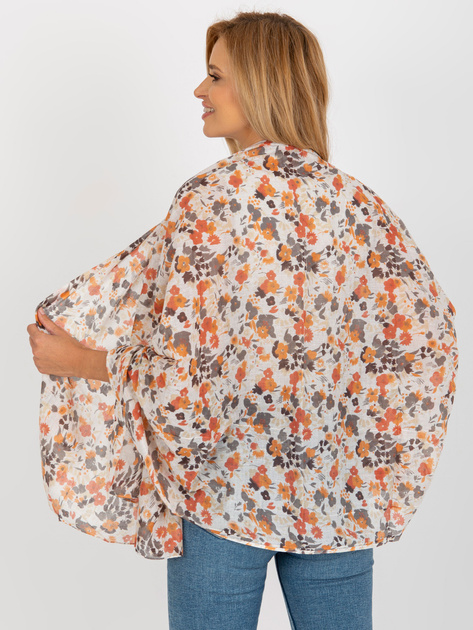 Hurt Pomarańczowo-biała bawełniana chusta w kwiaty