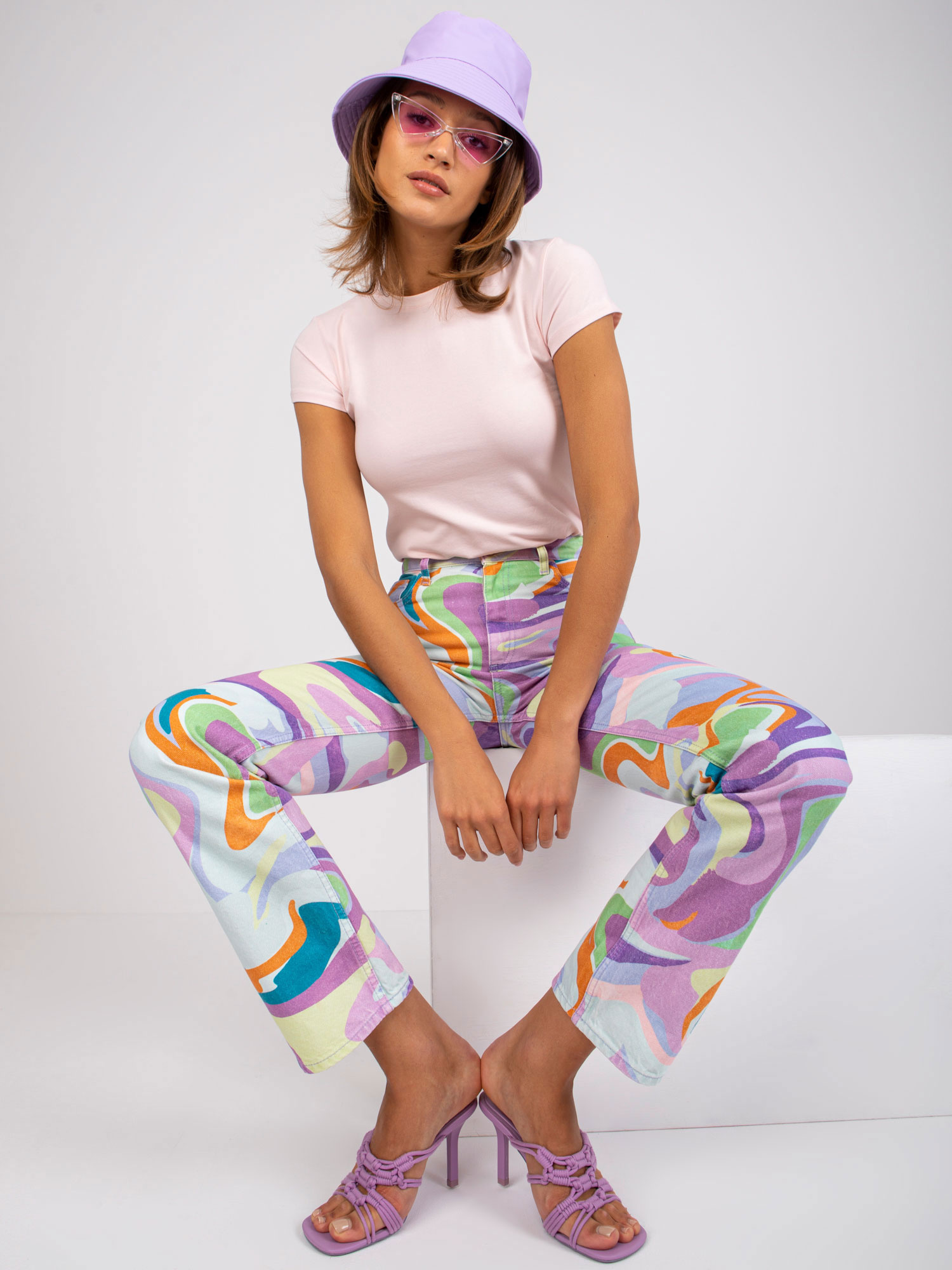 Jasnoróżowy bawełniany t-shirt basic Peachy