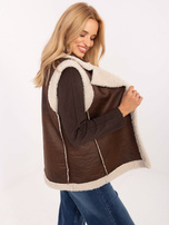 Brązowa damska kamizelka z kożuchem