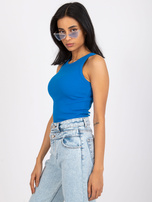 Ciemnoniebieski top prążkowany z bawełny Eston RUE PARIS 