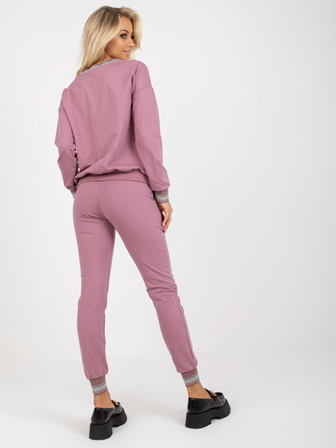 Hurt Brudnoróżowy komplet dresowy z bluzą bez kaptura