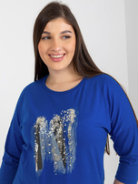Hurt Dunkelblaue Bluse in Übergröße mit 3/4-Ärmeln.