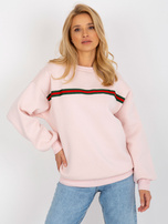 Hurt Jasnoróżowa dresowa bluza oversize bez kaptura 