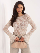 Jasnobeżowa bluzka z rękawem typu dzwon