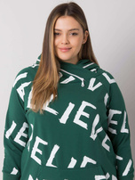 Tmavě zelená vzorovaná mikina plus size Perth.