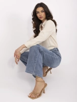 Niebieskie damskie jeansy dad fit z szeroką nogawką