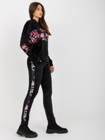 Hurtownia RUE PARIS Czarny dwuczęściowy komplet welurowy z bluzą