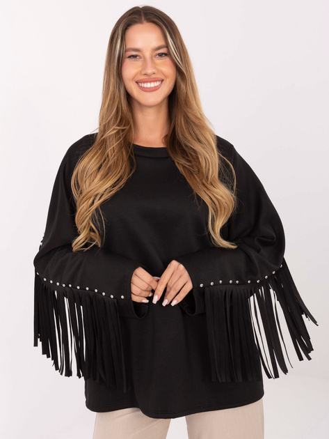 Czarna bluza oversize z frędzlami