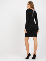 Hurt Czarna ołówkowa sukienka koktajlowa z długim rękawem