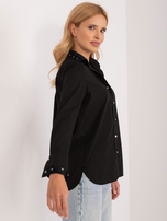 Hurtownia Czarna damska koszula z ozdobnymi guzikami