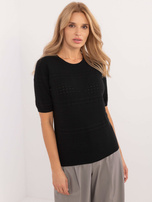 Hurtownia Czarny klasyczny sweter z okrągłym dekoltem