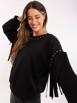 Czarna bluza oversize z ćwiekami RUE PARIS 