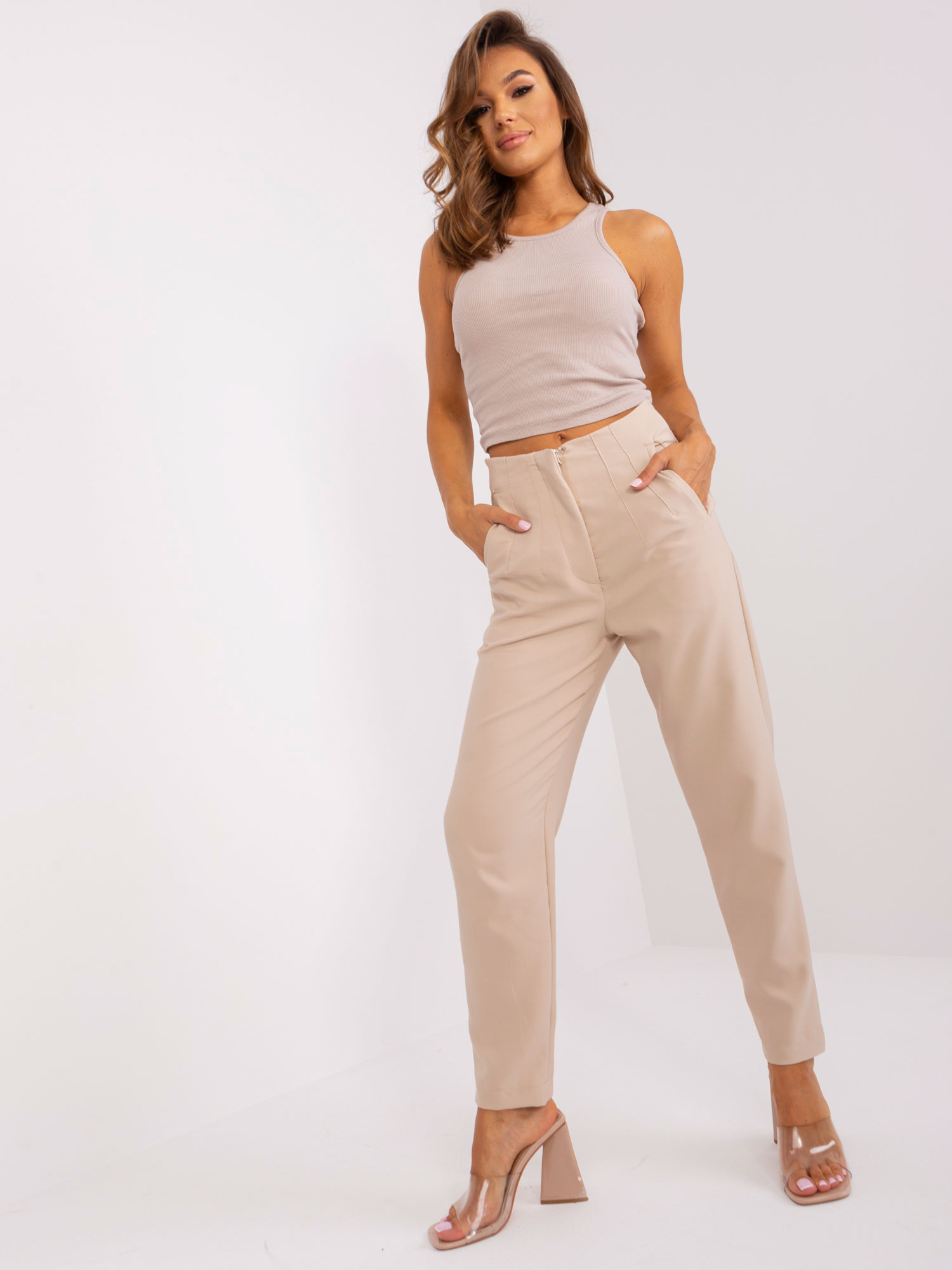 Hurt Beige elegante Hosen mit Taschen OCH BELLA.
