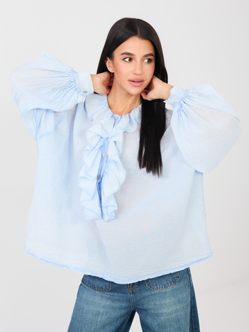 Jasnoniebieska koszulowa bluzka w stylu boho