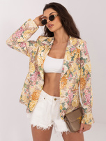 Żółta damska marynarka z ozdobnymi guzikami 