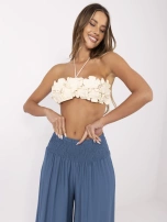 Brudnoniebieskie spodnie z elastycznym marszczeniem