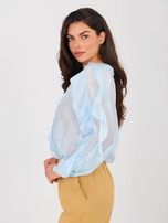 Jasnoniebieska damska koszula z bufiastym rękawem