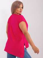 Hurtownia Fuksjowa bluzka plus size z rozcięciami 