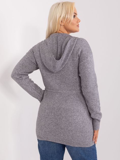 Hurt Szary długi sweter plus size z suwakiem