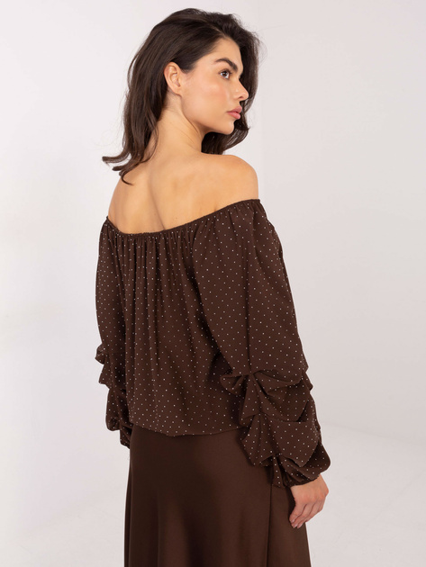 Czekoladowa wizytowa bluzka z aplikacjami