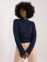 Hurt Granatowy dzianinowy sweter z warkoczowym splotem MAYFLIES