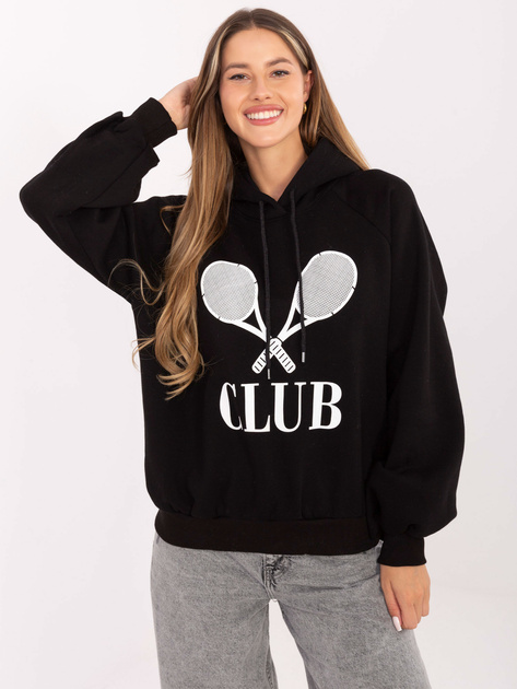 Czarna dresowa bluza oversize z kapturem